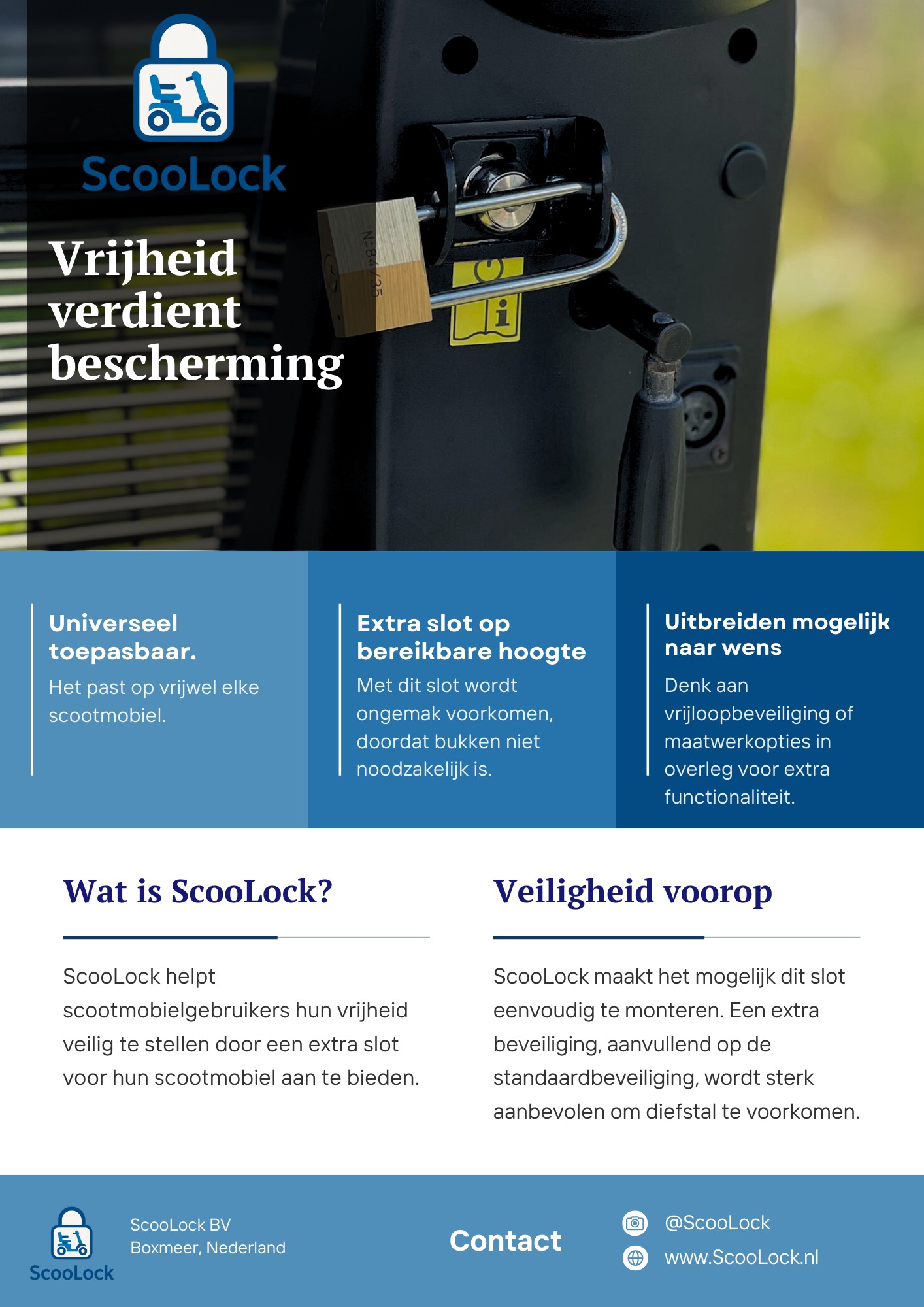 ScooLock flyer — Vrijheid verdient bescherming